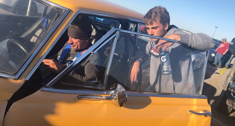 Bernd Jr with the Nova at the track